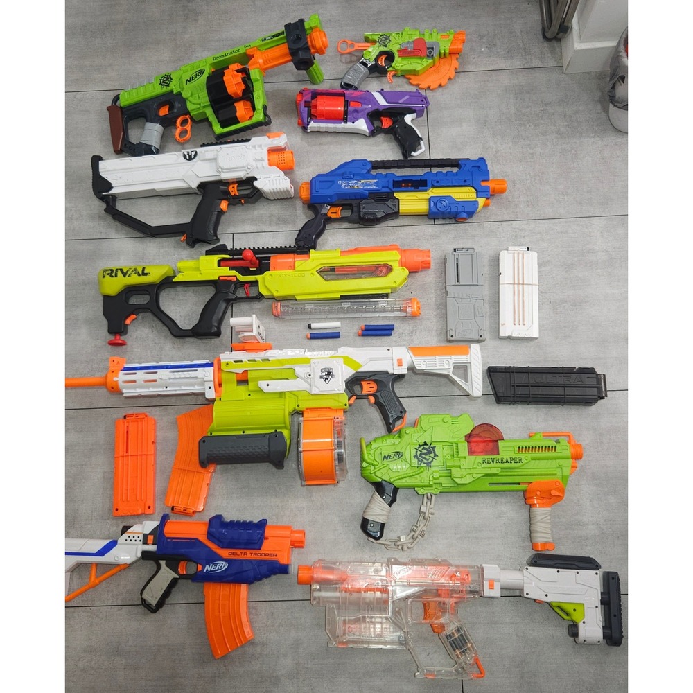 Nerf Blaster Lot Rival Jupiter Hera Zombie Strike Doominator RevReaper Magazines